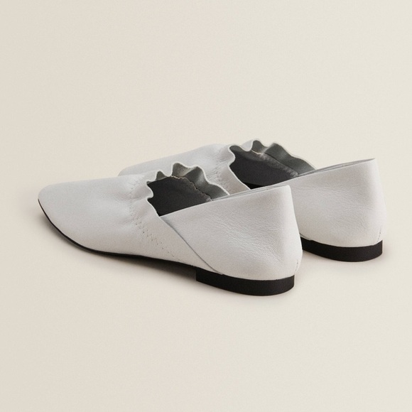 ZARA White Leather Babouches with Ruffle Trim - Picture 7 of 7